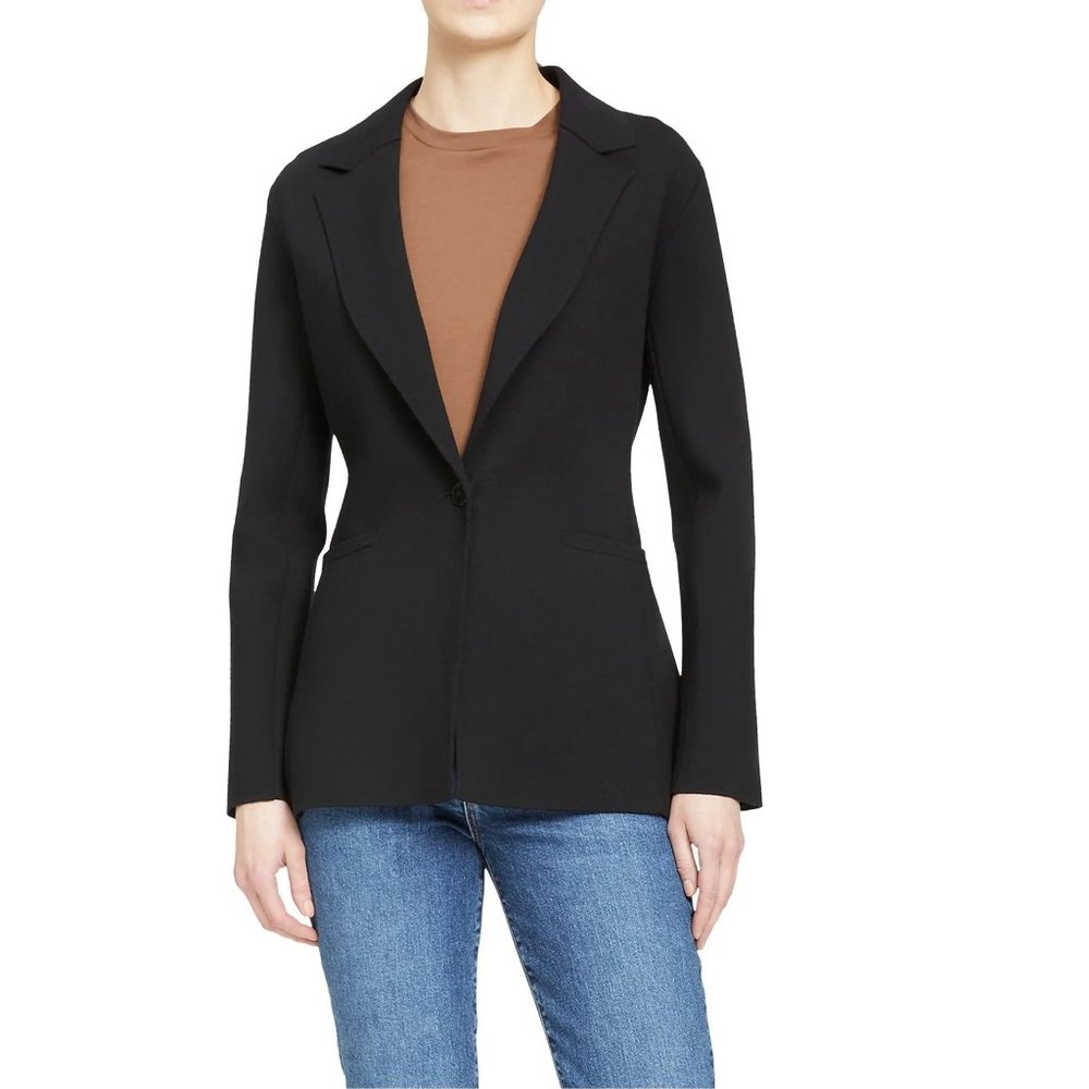 NWT Theory Etiennette E. Empire Wool Blazer Black US 4 Notched Lapels Button